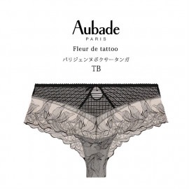 タンガショーツ 大きいサイズ オーバドゥ Fleur de tattoo パリジェンヌボクサータンガ ブラック 総レース インポート ランジェリー セクシー Aubade 40代 50代