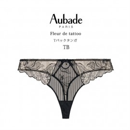 タンガショーツ 大きいサイズ オーバドゥ Fleur de tattoo タンガ ブラック 総レース tバック インポート ランジェリー レース セクシー Aubade 40代 50代