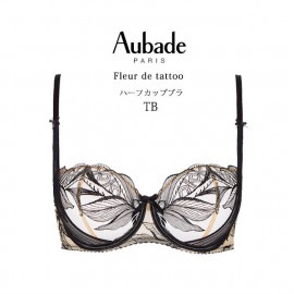 ブラジャー レース ノンパテッドブラ オーバドゥ Fleur de tattoo ハーフカップブラ ブラック ランジェリー 大きいサイズ aubade 40代 50代