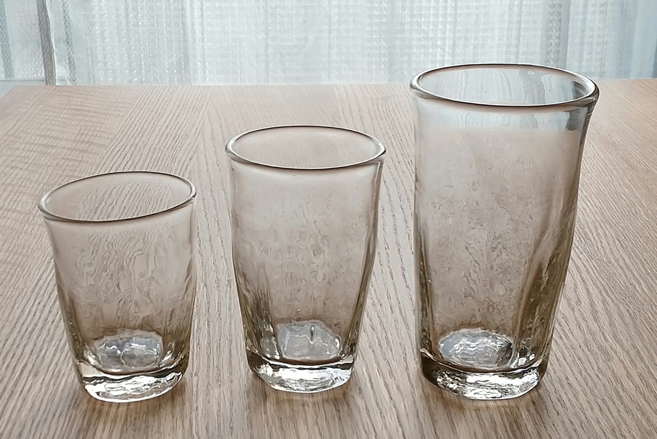 安土忠久氏作 吹きガラスワイングラス2個セット 安土忠久さん コップ2