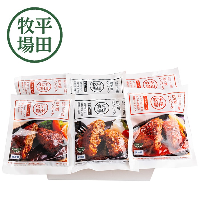 【冬ギフト】平田牧場三元豚炭火焼ハンバーグ6個セット