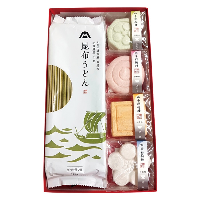 【冬ギフト】四季彩 椀種最中と昆布うどんのセット