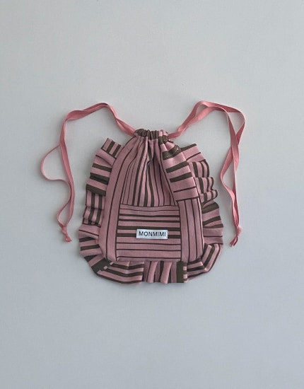 Pink Striped Frill Pouch