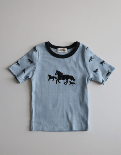 Kids Half Rib Tops-Charcoal Horse | 2026 SS Drop | monmimi