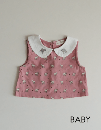 Collar Baby Blouse-Pink Sheep