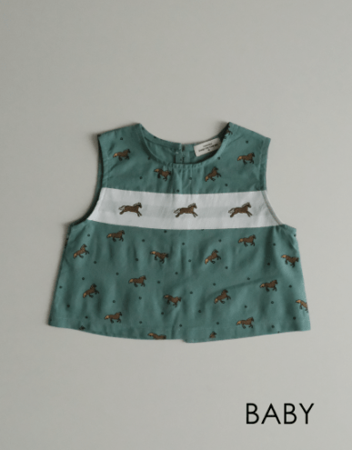 Snack Blouse-MInt Horse