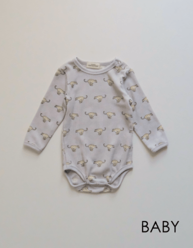 Baby Waffle Long Sleeve Suits -CHEETAH BLUR