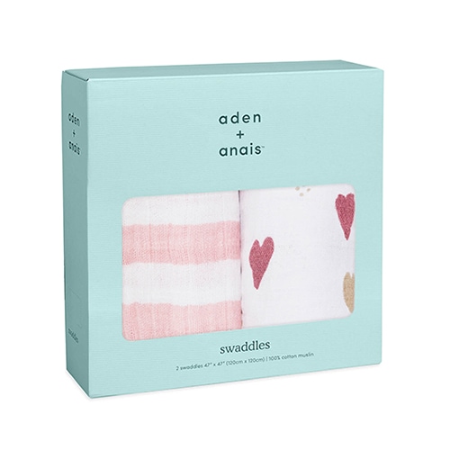 モスリン スワドル 2枚入り heart breaker|エイデン&アネイ