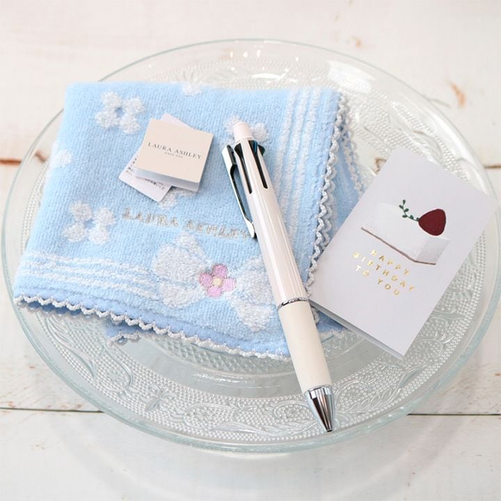 【名入れ可】ジェットストリームとLaura Ashley（ローラアシュレイ）ハンカチギフト
