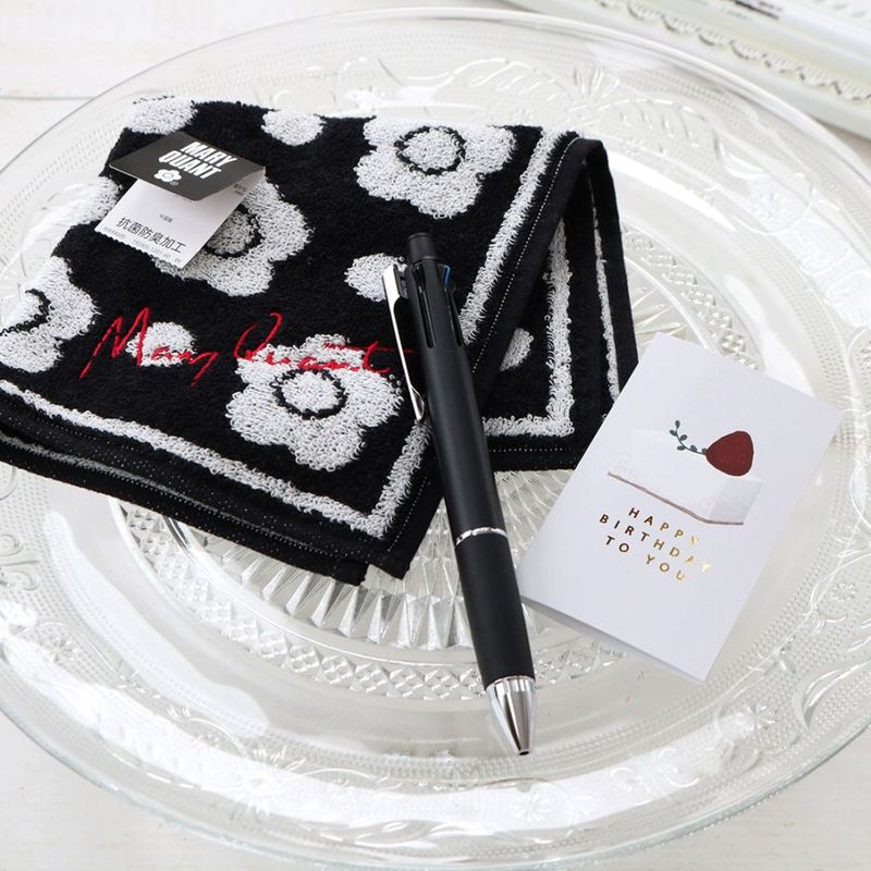 【名入れ可】ジェットストリームとMARY QUANT（マリークヮント）ハンカチギフト