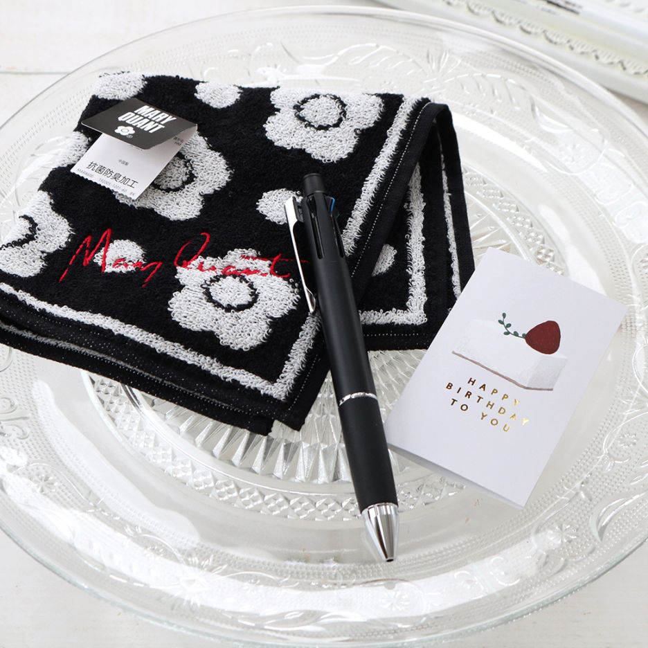 【名入れ可】ジェットストリームとMARY QUANT（マリークヮント）ハンカチギフト