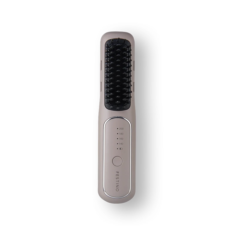 FESTINO 充電式 スタイリング ヒーターブラシ サンドベージュ