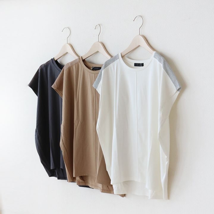 肩ラメラインTシャツ