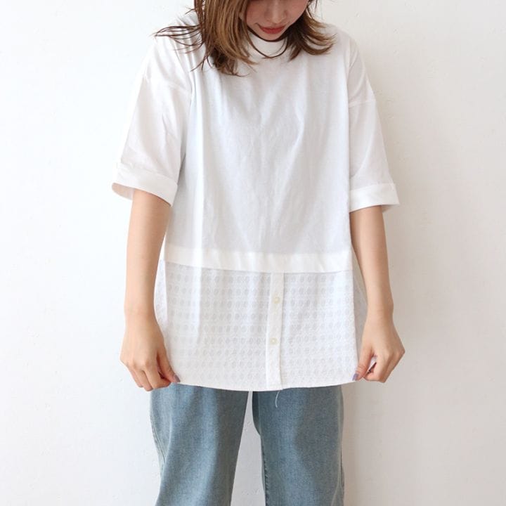 シャツレイヤードプルオーバー
