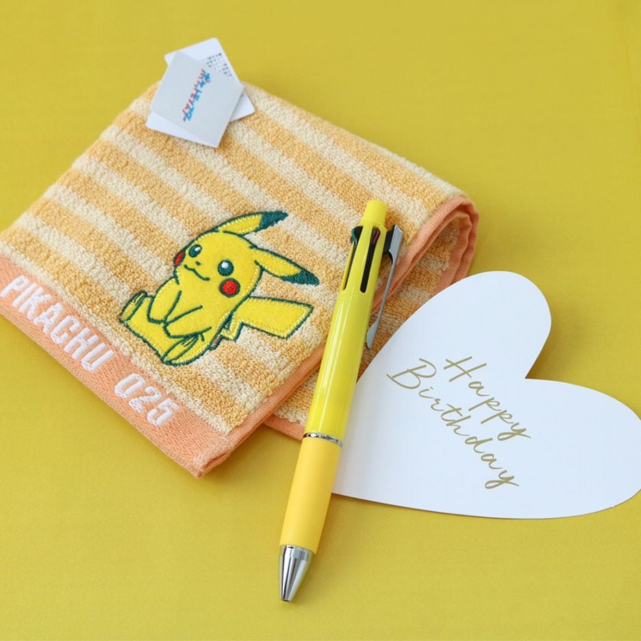 【名入れ可】ジェットストリームとピカチュウハンカチギフト