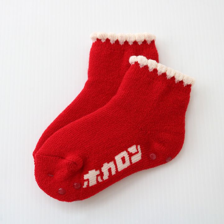 ピコットホカロン裏起毛ソックスキッズ　RD