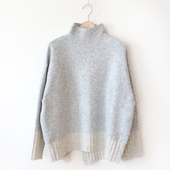 MIX配色ストレッチニットプルオーバー