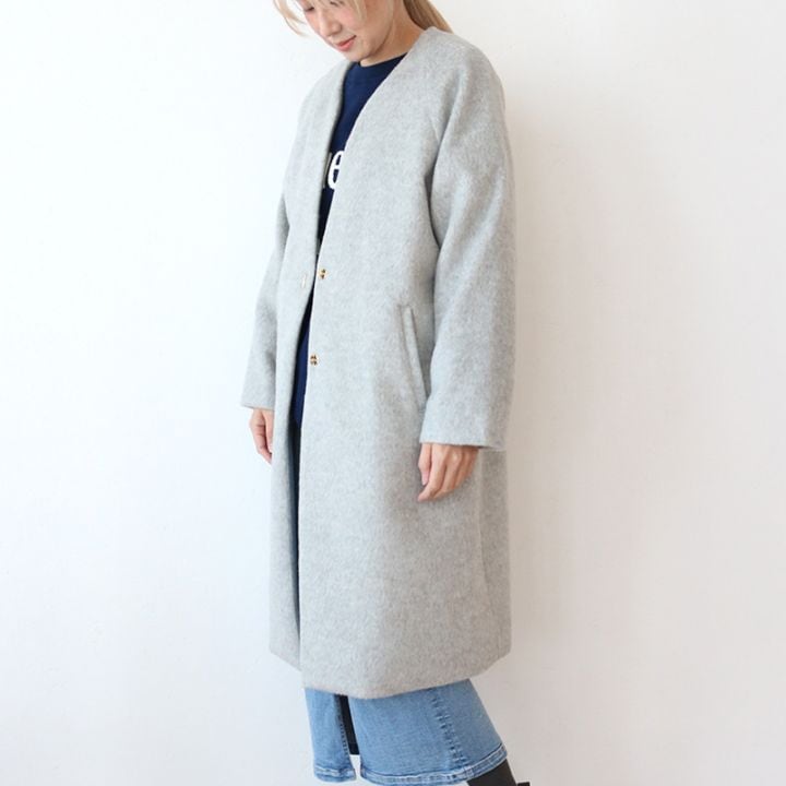 ライトシャギーウールロングコート○