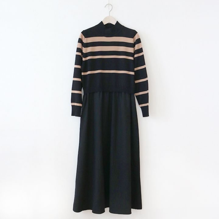 布帛ドッキングニットワンピース