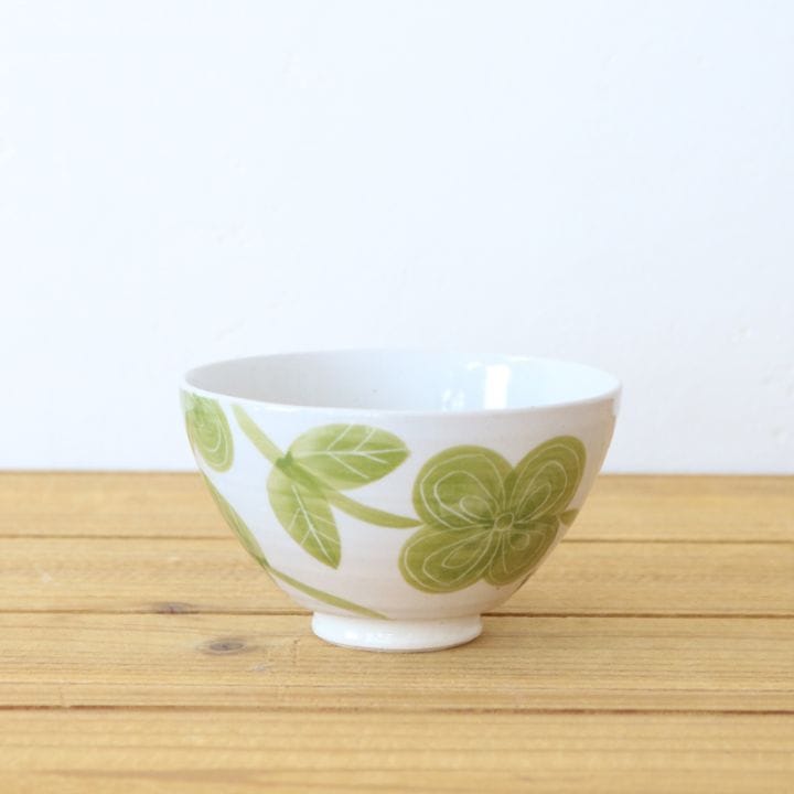 クローバー 丸茶碗 緑