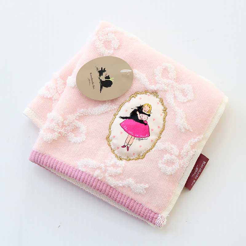 【3月上旬お届け】くらはしれい プリントアップリケハンカチ PNK