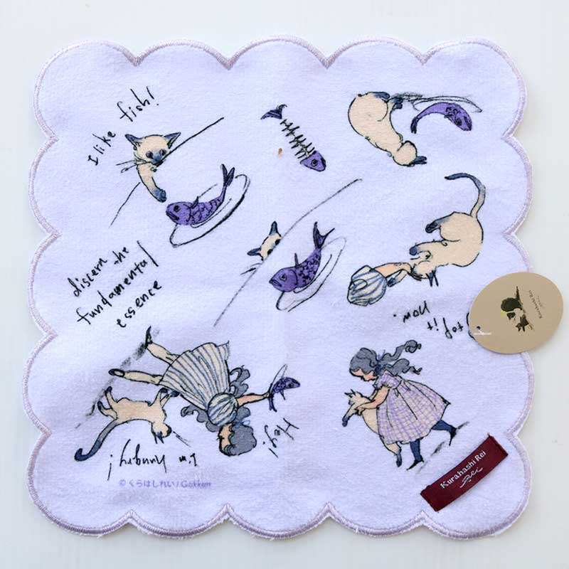 【3月上旬お届け】くらはしれい プリントスカラップハンカチ PPL