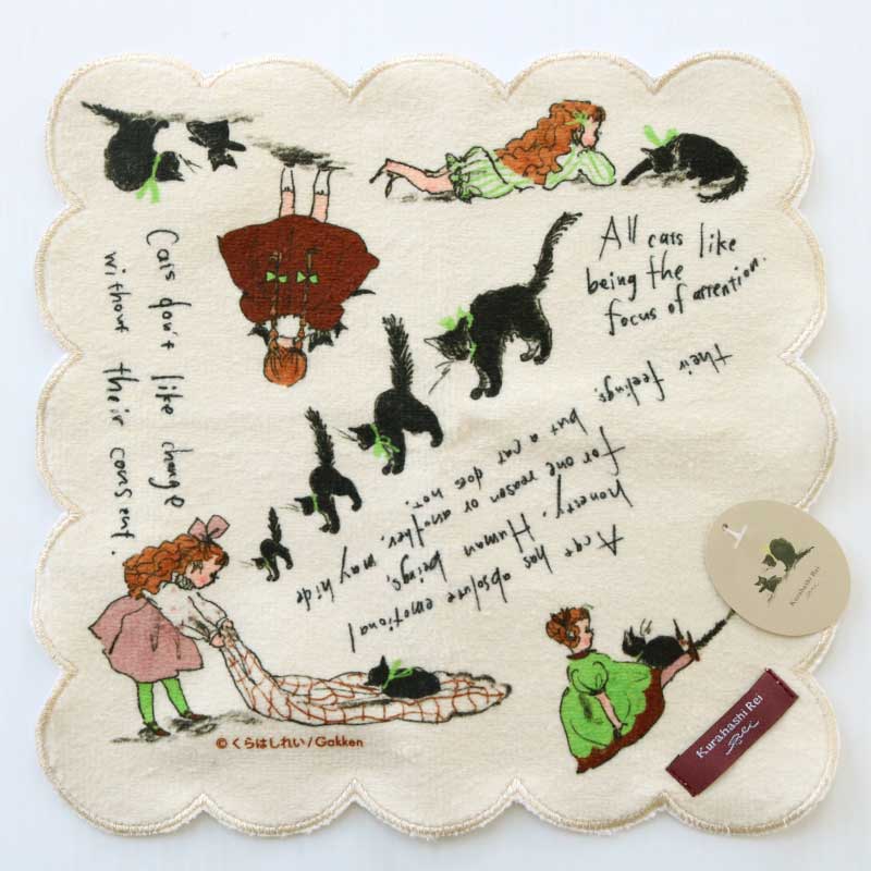 くらはしれい プリントスカラップハンカチ BEG