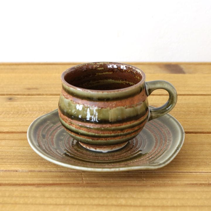 釉彩カップ&ソーサー 織部