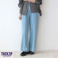トリックジップ 涼ふわデニムのスラックスパンツ BLEACH | ハンプ
