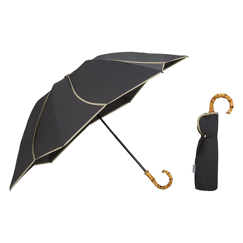 晴雨(折傘)UVO(ウーボ)3段折 フローラル mini BK