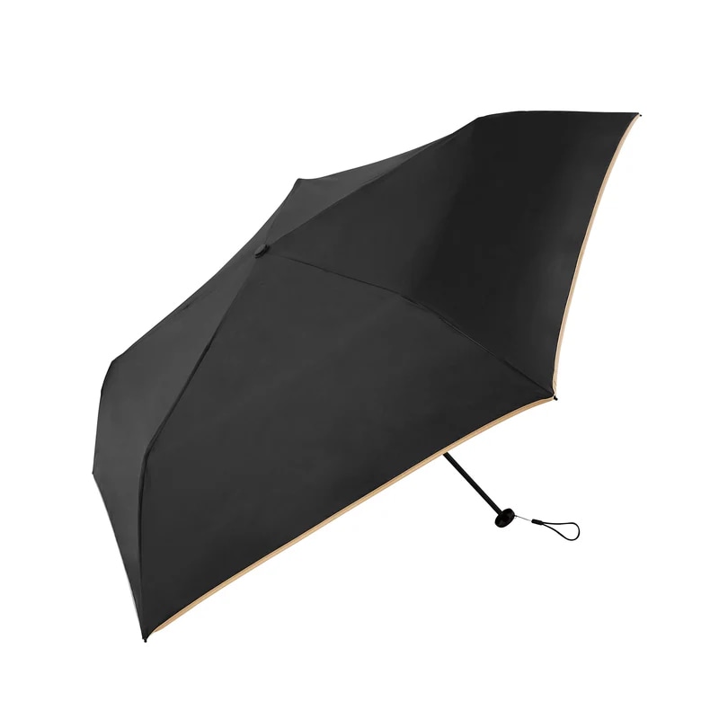 晴雨兼用(折傘)PUスーパーライト リボン ミニ BK