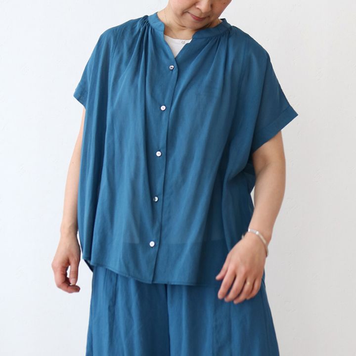 麻調シアースパンブラウス