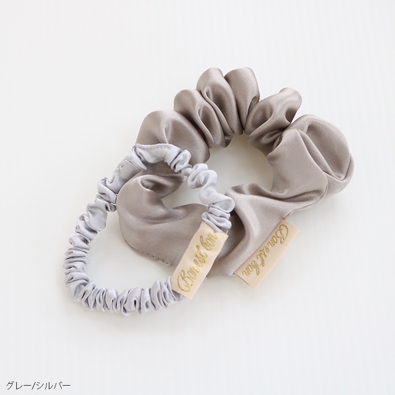 【同梱感謝品】グレージュribbon୨୧⑅*.のボトル    ハンドメイド雑貨 Bon est bon シルク100％シュシュ 2PセットA | ハンプティーダンプ