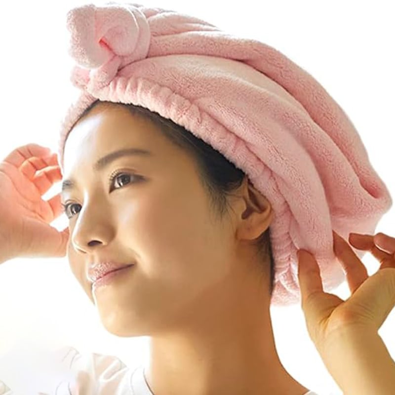 ハホニコ ヘアドライマイクロファイバータオルdeターバン ピンク
