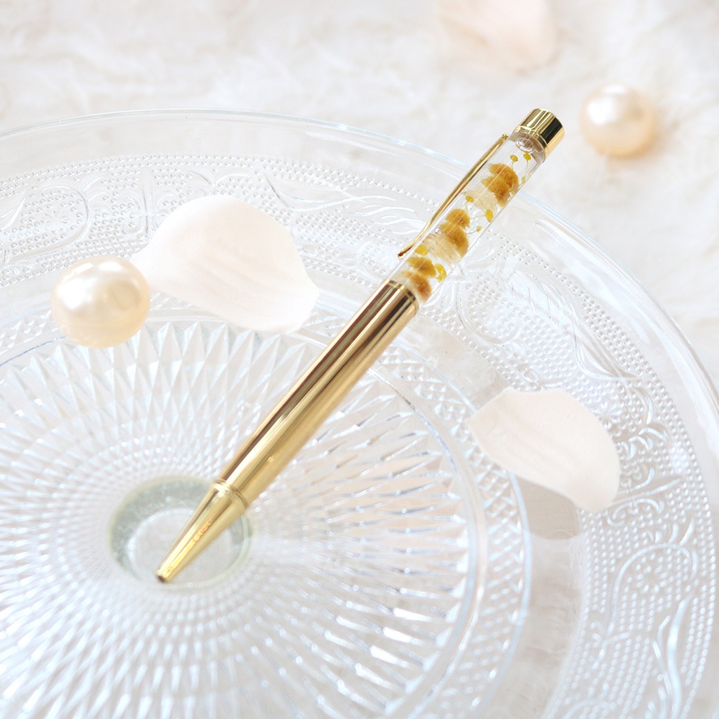 【名入れ】Thank youハガキ 花びら×ボールペン イエロー