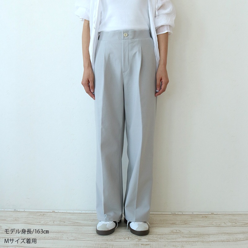 トリックジップ きれいめポンチのタックストレートパンツ LGY