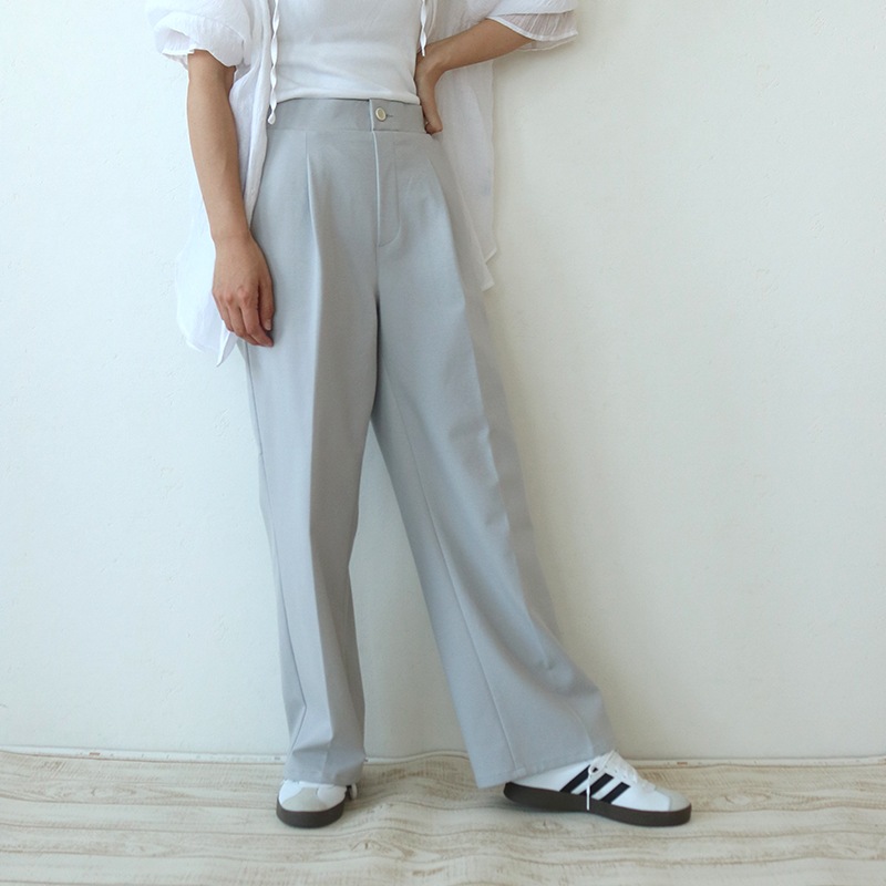 トリックジップ きれいめポンチのタックストレートパンツ LGY