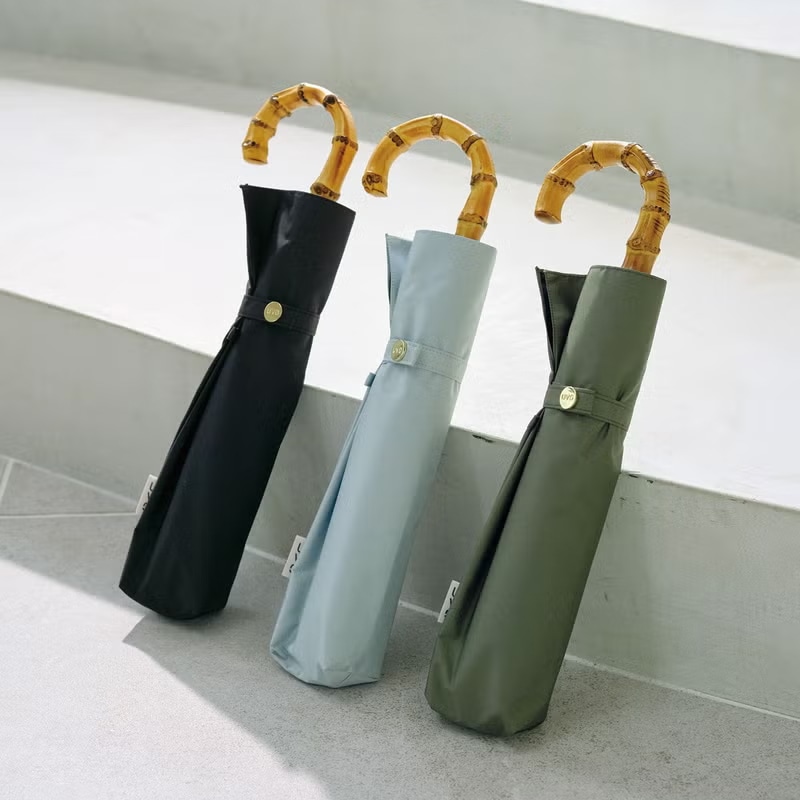 晴雨(折傘)UVO(ウーボ)CALM2段折無地mini BK