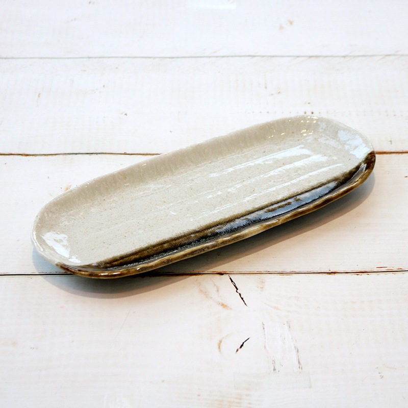 白唐津益子 小判さんま皿