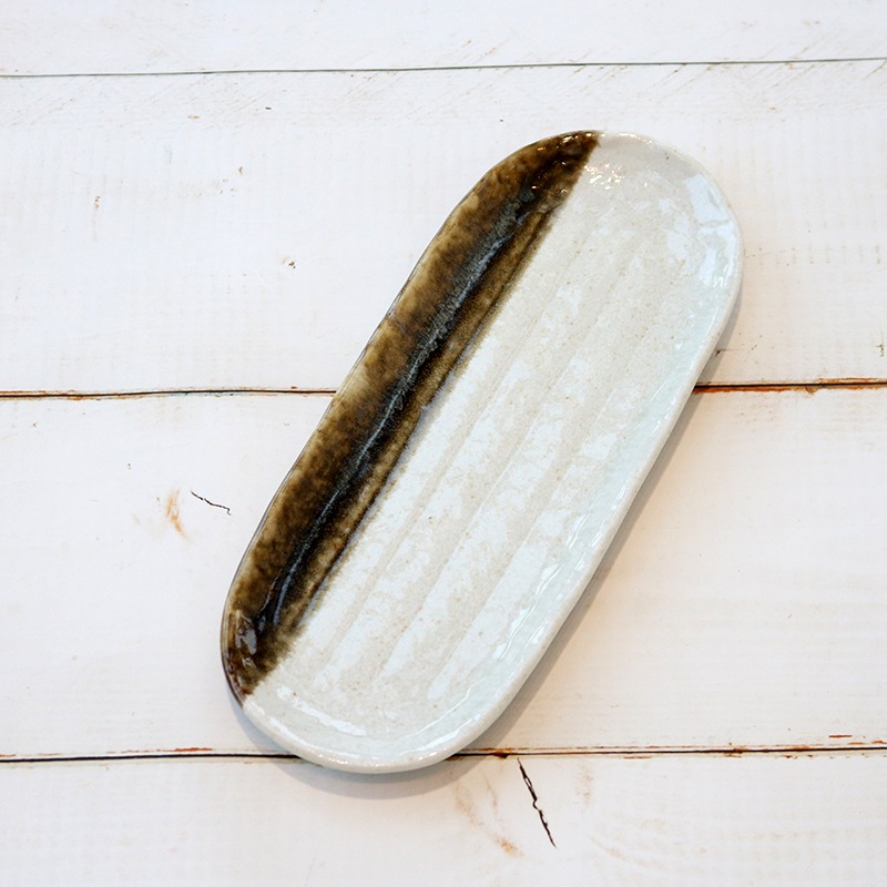 白唐津益子 小判さんま皿