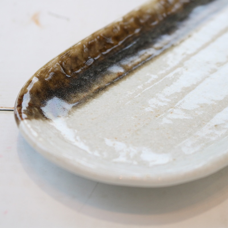 白唐津益子 小判さんま皿