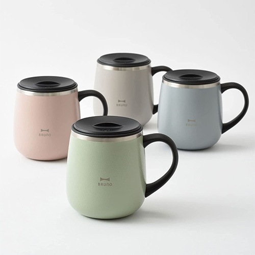 BRUNO 蓋付きステンレスマグ ショート BHK262-BGY(ブルーグレー)