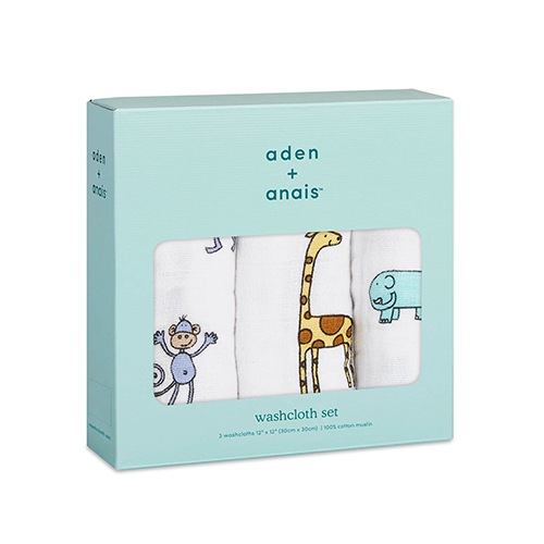 モスリンウォッシュクロス3枚入り ジャングルジャム|エイデン&アネイ