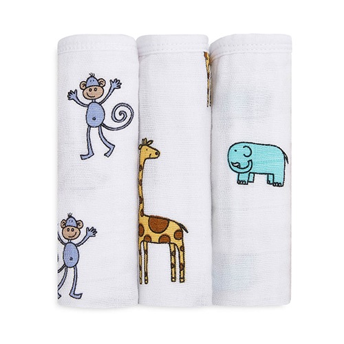 モスリンウォッシュクロス3枚入り ジャングルジャム|エイデン&アネイ