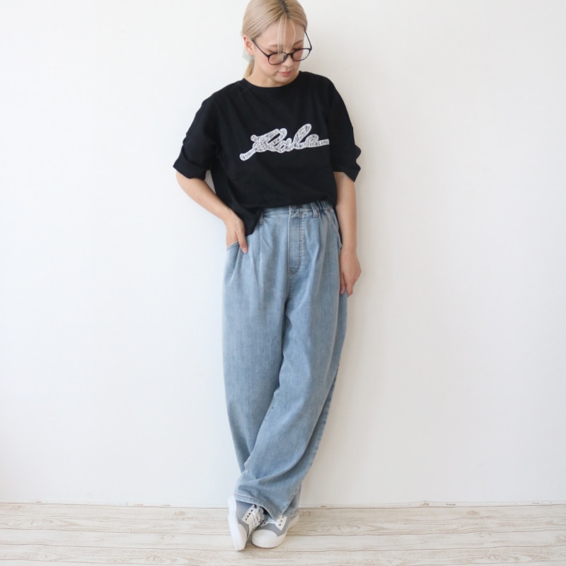 トリックジップ 甘織デニムのバルーンパンツ 501（ブルー