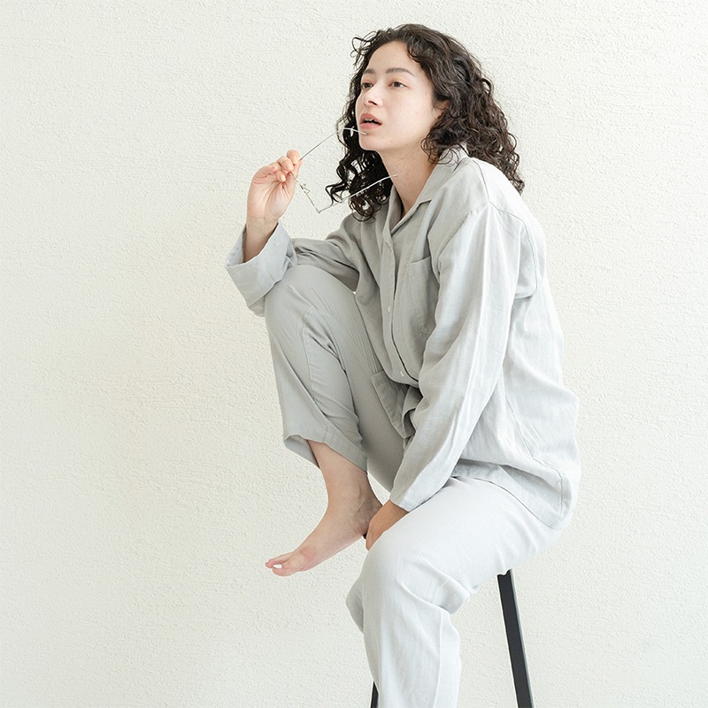 着る保湿クリーム テーラーパジャマ GY レディースM