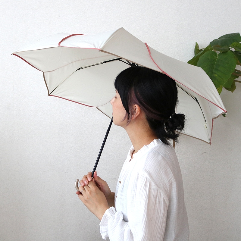 雨傘（折傘）バイカラーパイピング ミニ WH | ハンプティー