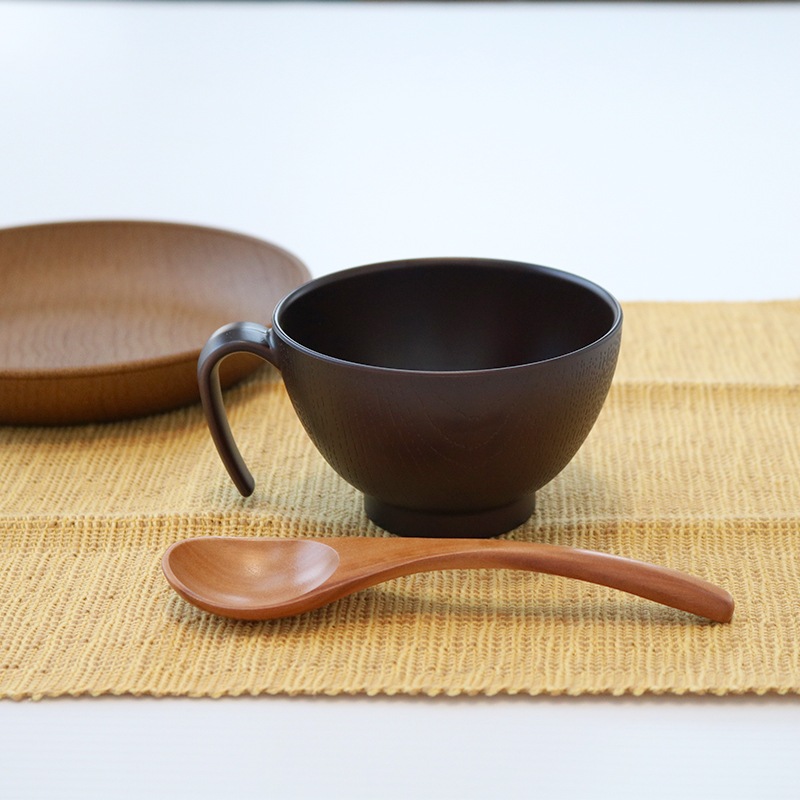 HDレンジ手付木目椀（S）Dブラウン