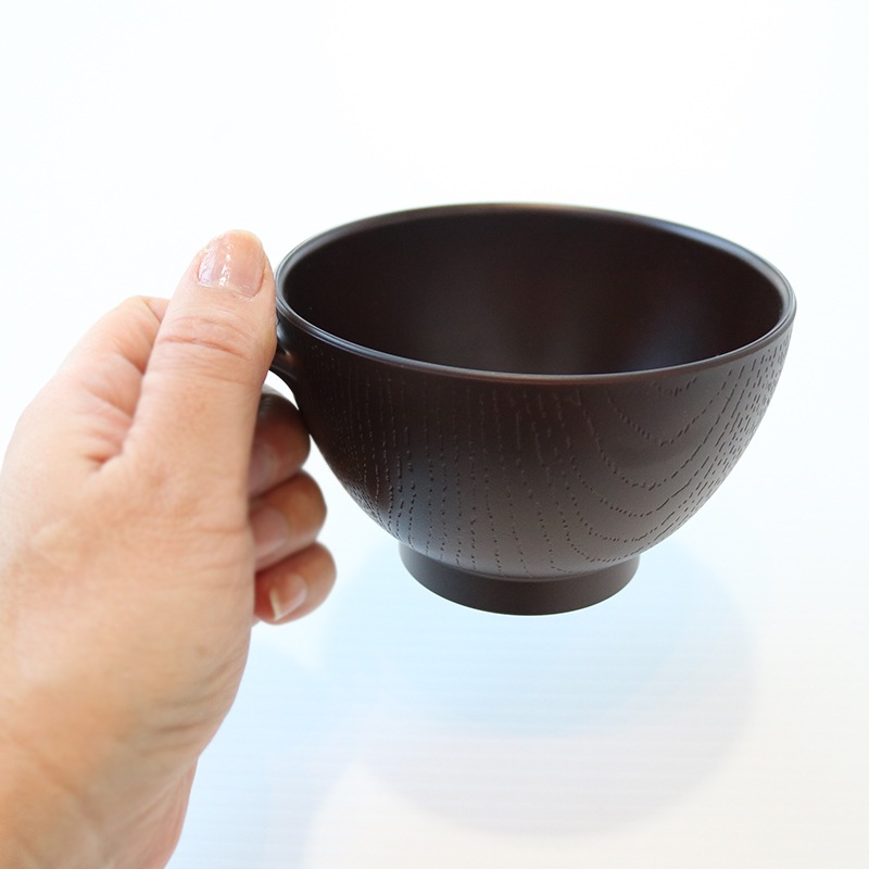 HDレンジ手付木目椀（S）Dブラウン