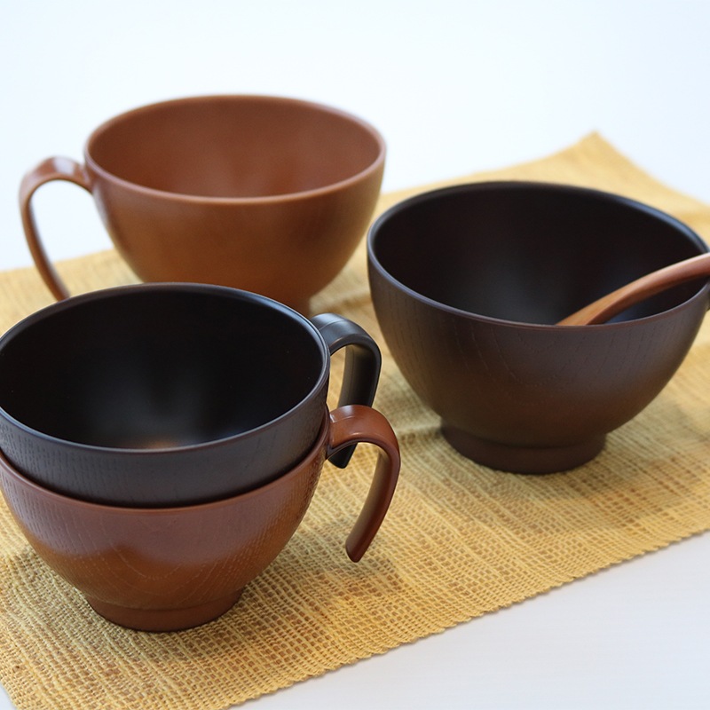 HDレンジ手付木目椀（S）Dブラウン